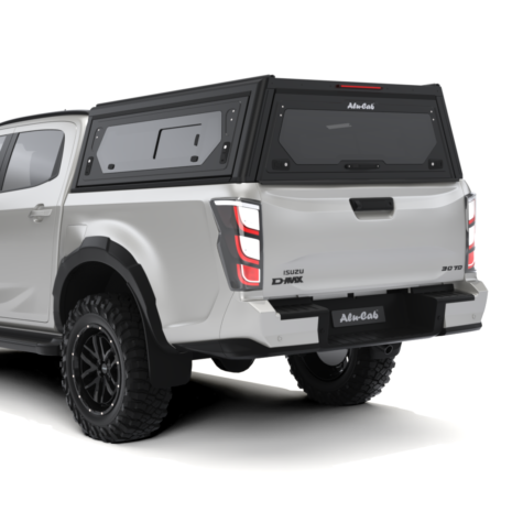 Isuzu - Dmax - Contour Canopy - Windows - Rear34 Closed Alu-Cab Contour Canopy Isuzu D-Max DC Black Side Windows