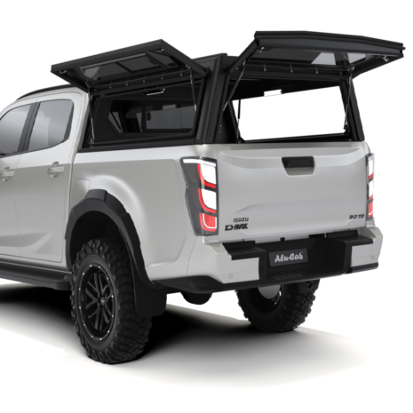 Isuzu - Dmax - Contour Canopy - Windows - Rear34 Open Alu-Cab Contour Canopy Isuzu D-Max DC Black Side Windows