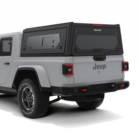 Jeep Gladiator - Contour Canopy - Windows Closed - Rear - No3 Alu-Cab Contour Canopy Jeep Gladiator 2020+ Black Glass Side Windows