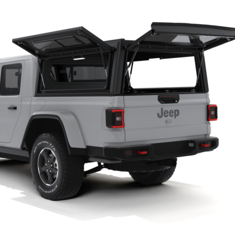 Jeep Gladiator - Contour Canopy - Windows Open - Rear No4 Alu-Cab Contour Canopy Jeep Gladiator 2020+ Black Glass Side Windows