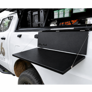 Alu-Cab Rear Fold Down Table with Bamboo Surface for Camping