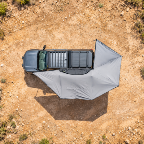 Aerial Off-Road Truck with Extended Awning Aerial Off-Road Truck with Extended Awning